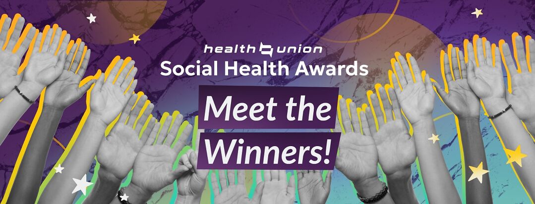 A crowd of clapping hands around the text "Social Health Awards: Meet the Winners"